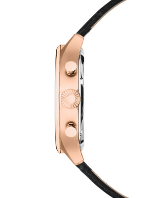 COVER Chapman Chrono Watch Leather Black, Rose Gold Color