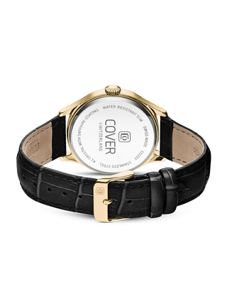 COVER Chapman Moon&Stars White, Leather Black, Gold Watch