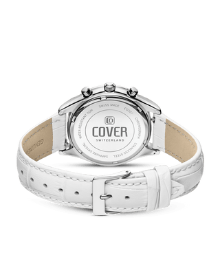 COVER Valentina Chrono Watch Crystals White Pearl Lather, Silver