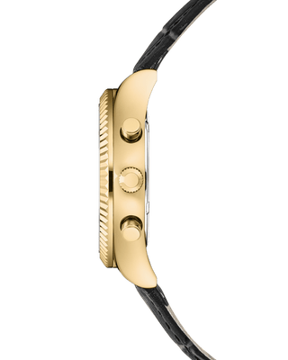 COVER Valentina Chrono Watch Crystals White Pearl Leather, Gold
