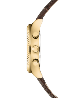 COVER Valentina Chrono Watch Crystals Green Pearl, Leather, Gold